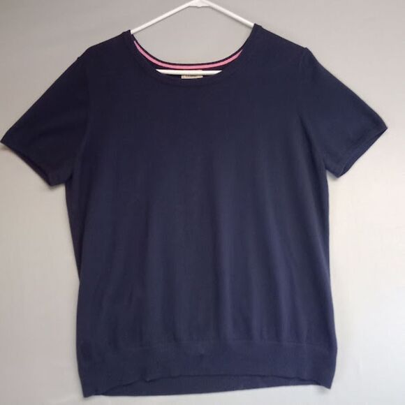 L.L. Bean Sweaters - LL Bean Short Sleeve Sweater XL Blue Stretch Cotton Blend Super Soft